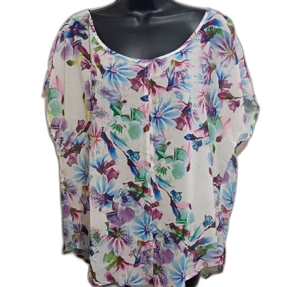 torrid Tops - torrid Shirt Large Floral Multicolor Women's Top Sheer Lightweight Open Back